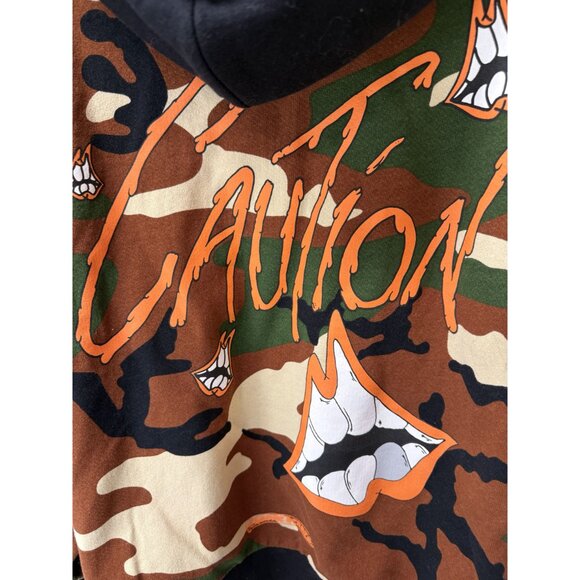 Chrome Hearts Camo Hoodie Jacket With Caution Graphic & Teeth Print Design - Picture 14 of 14